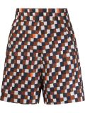 geometric print high-waisted short