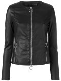 collarless zipped jacket