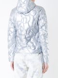 metallic hooded puffer jacket