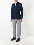 Jacquard knit mandarin collar jacket