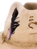 feather detail hat