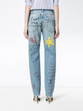 hand painted doodle jeans