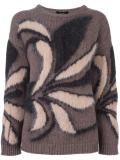 patterned round neck jumper