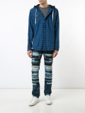 checked buttoned hoodie