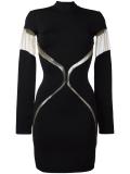 sheer panel fitted dress