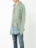denim merged zip hoodie
