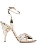 pearl embellished metallic sandals