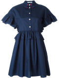 pleated trim shirt dress