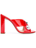 floral heeled mules