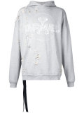 logo print destroyed hoody