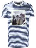palm tree print striped T-shirt