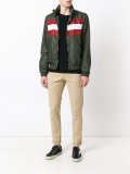 striped panel bomber jacket