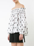 off-shoulder printed blouse
