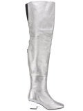metallic thigh length boots