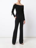 lace-up detailing boatneck bodysuit