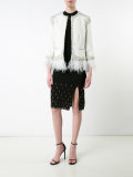 embellished feather-trim jacket 