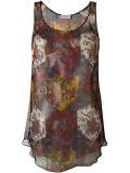 semi sheer patchwork floral tank top