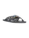 glittered crossed sandals