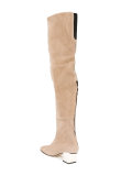 metallic thigh length boots