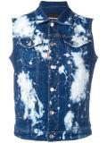 bleached splatter denim vest