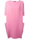 draped back shift dress