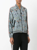 skeleton print bomber jacket