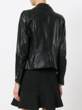 biker jacket with silver tone zippers