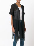 draped sheer open-front top