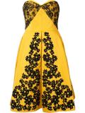 lace embroidered strapless dress