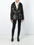 striped furred effect jacket