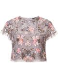 floral embellishment cropped blouse