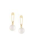 safety pin pearl earrings