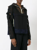 panelled lace hoodie