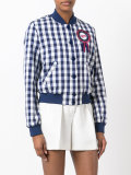 badge buttoned bomber jacket