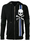 skull stripe print hoodie