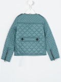 collarless diamond quilted jacket