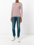 'Annabelle' striped pointelle-knit sweater