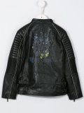 logo print biker jacket