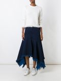 frayed asymmetric denim skirt