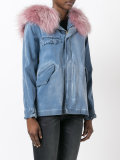 furry trim denim jacket 