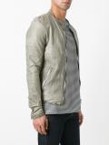 banded collar leather jacket