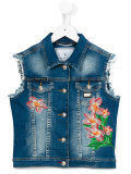 embroidered denim gilet
