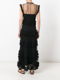 lace-detail ruffle maxi dress