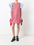 ruffle sleeve checked dress
