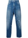 splattered tapered jeans