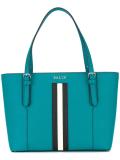 striped trim tote bag 