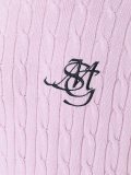 logo刺绣粗绞花针织毛衣