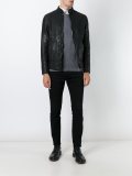 zip-up leather jacket