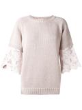 guipure sleeve jumper