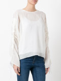 drawstring sleeves sheer blouse